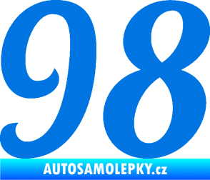 Samolepka Startovní číslo 98 typ 3   modrá oceán