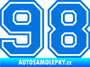 Samolepka Startovní číslo 98 typ 4 modrá oceán