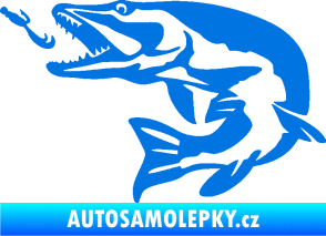 Samolepka Štika 005 levá s návnadou modrá oceán
