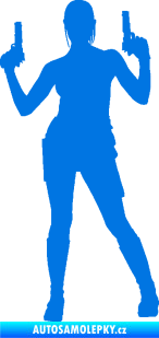 Samolepka Střelkyně 002 levá girl with gun modrá oceán