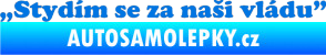 Samolepka Stydím se za naši vládu 005 modrá oceán