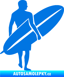 Samolepka Surfař 004 pravá modrá oceán