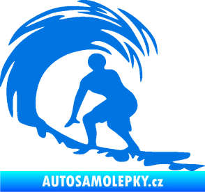 Samolepka Surfař 005 levá velké vlny modrá oceán