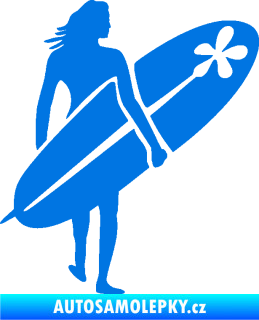 Samolepka Surfařka 003 pravá modrá oceán