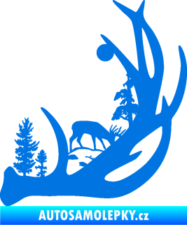 Samolepka Trofej s krajinou 001 pravá myslivost modrá oceán