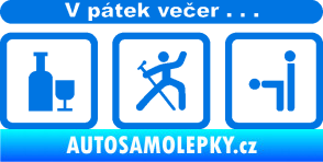 Samolepka V pátek večer  modrá oceán