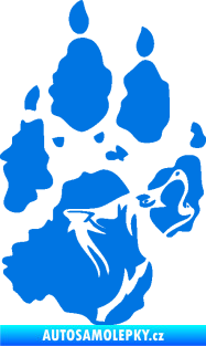 Samolepka Vlk 018 levá stopa s vlčím obrysem modrá oceán