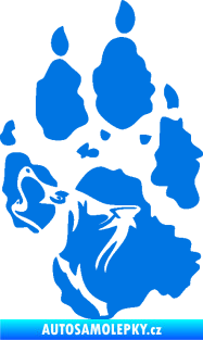 Samolepka Vlk 018 pravá stopa s vlčím obrysem modrá oceán