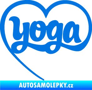 Samolepka Yoga nápis v srdíčku modrá oceán