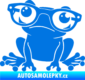 Samolepka Žába 011 levá kouká s brýlemi modrá oceán