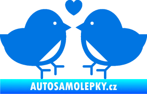 Samolepka Zamilovaní ptáčci 001 se srdíčkem modrá oceán