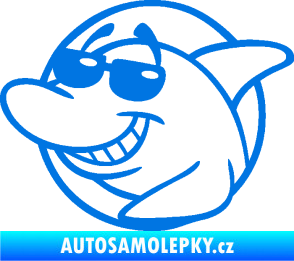 Samolepka Žralok 018 levá cool s brýlemi modrá oceán
