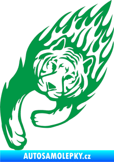Samolepka Animal flames 015 levá tygr zelená