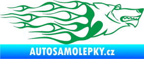 Samolepka Animal flames 017 pravá vlk zelená