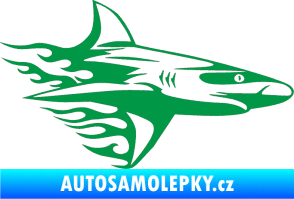 Samolepka Animal flames 031 pravá žralok zelená