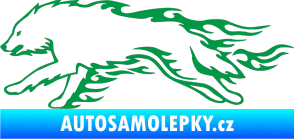 Samolepka Animal flames 032 levá vlk zelená