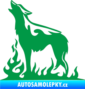 Samolepka Animal flames 066 levá vyjící vlk zelená