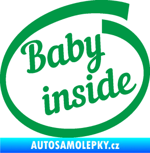 Samolepka Baby inside dítě v autě nápis zelená