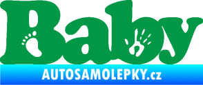 Samolepka Baby nápis otisk ručky a nožky zelená