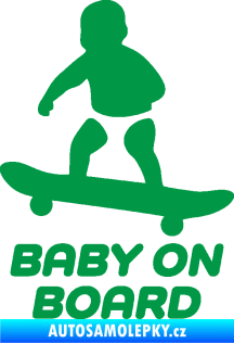Samolepka Baby on board 008 levá skateboard zelená