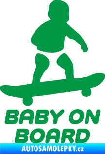 Samolepka Baby on board 008 pravá skateboard zelená