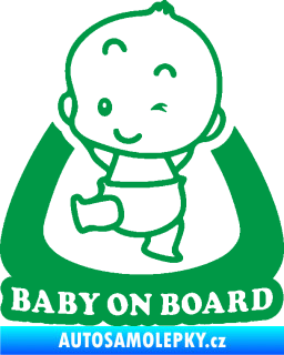 Samolepka Baby on board 011 levá s nápisem zelená