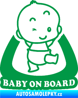 Samolepka Baby on board 011 pravá s nápisem zelená