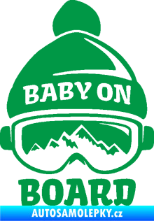 Samolepka Baby on board 012 pravá na horách zelená