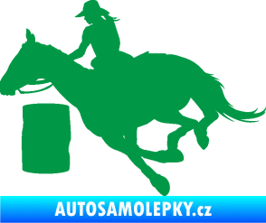 Samolepka Barrel racing 001 levá cowgirl rodeo zelená