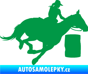 Samolepka Barrel racing 001 pravá cowgirl rodeo zelená