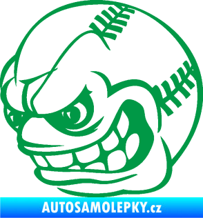 Samolepka Baseballový míček 001 levá s obličejem zelená