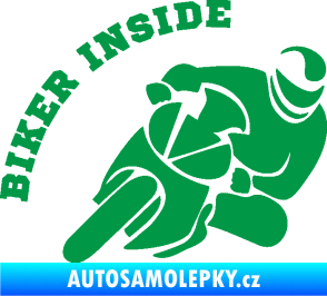 Samolepka Biker inside 002 pravá motorkář zelená