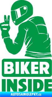Samolepka Biker inside 003 levá motorkář zelená