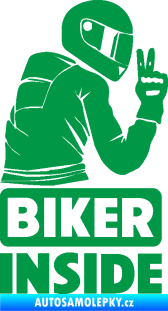 Samolepka Biker inside 003 pravá motorkář zelená