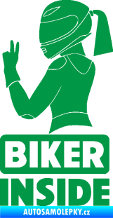 Samolepka Biker inside 004 levá motorkářka zelená