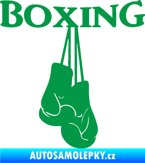 Samolepka Boxing nápis s rukavicemi zelená