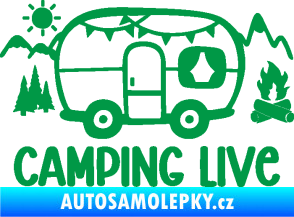 Samolepka Camping live 001 pravá cestování v karavanu zelená