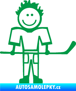 Samolepka Cartoon family kluk 002 pravá hokejista zelená