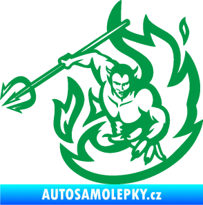 Samolepka Ďábel 002 levá s vidlemi zelená