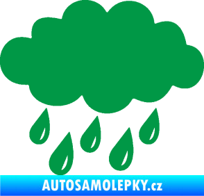 Samolepka Déšť 001 levá mrak a kapky zelená