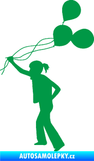 Samolepka Děti silueta 006 levá holka s balónky zelená