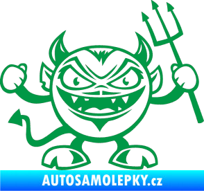 Samolepka Devil pravá čertík s vidlemi zelená