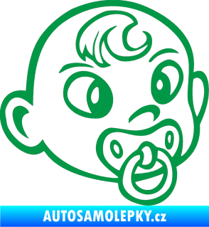 Samolepka Dítě v autě 004 pravá miminko s dudlíkem hlavička zelená