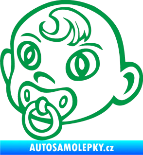 Samolepka Dítě v autě 005 levá miminko s dudlíkem hlavička zelená