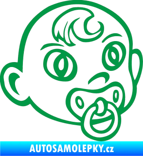 Samolepka Dítě v autě 005 pravá miminko s dudlíkem hlavička zelená