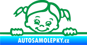Samolepka Dítě v autě 030 levá malá slečna hlavička zelená