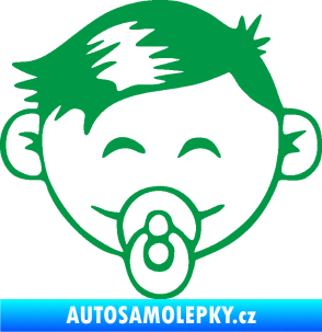 Samolepka Dítě v autě 049 levá kluk s dudlíkem zelená