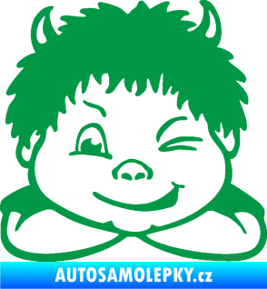 Samolepka Dítě v autě 055 levá kluk čertík zelená