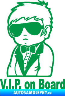 Samolepka Dítě v autě 058 s textem chlapec s brýlemi zelená