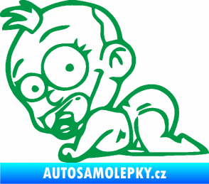 Samolepka Dítě v autě 067 levá lezoucí miminko zelená